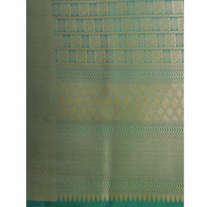 Women's Green Festive Wear Woven Kanjivaram Silk Saree With Unstitched Blouse - Peachmode