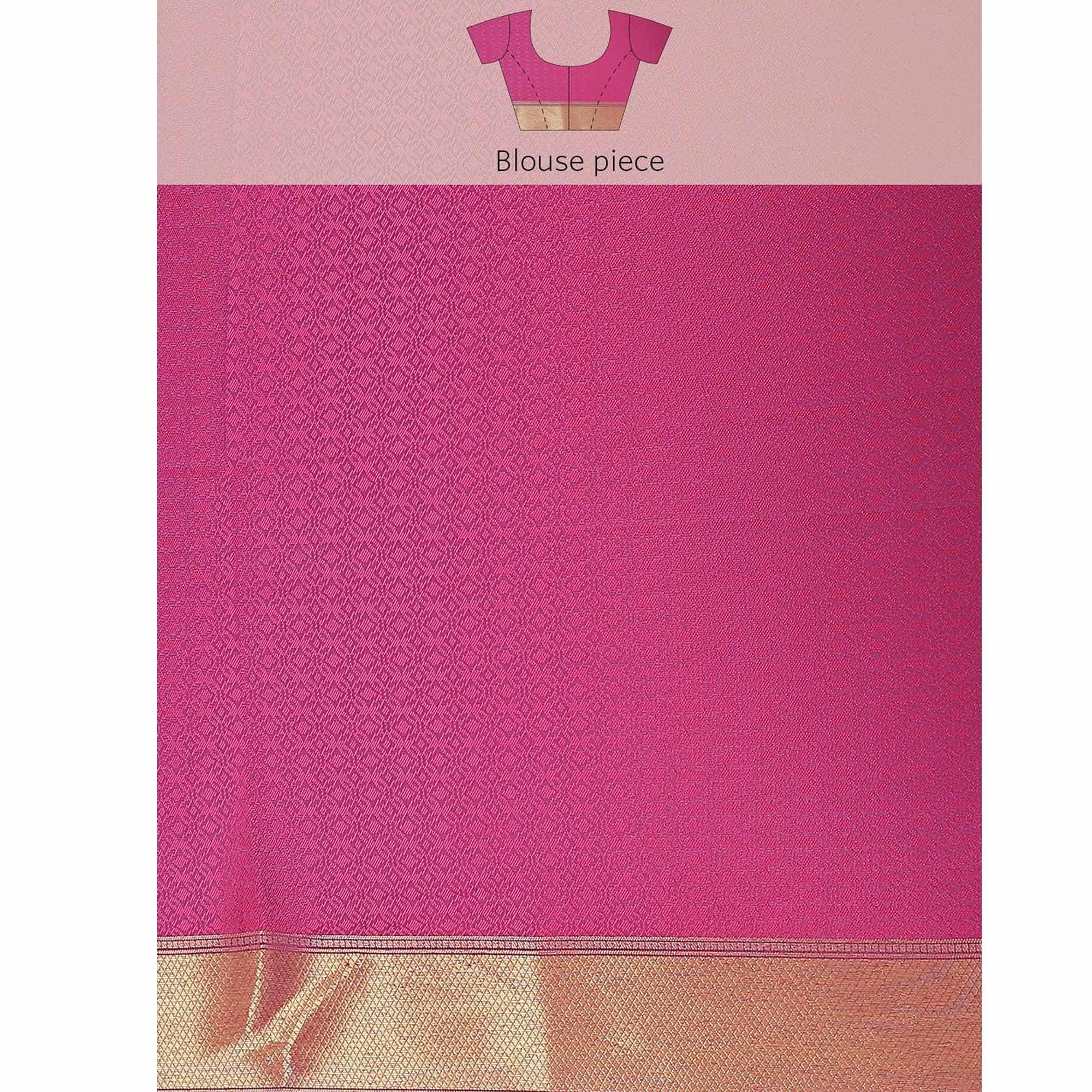 Women's Violet Festive Wear Woven Kanjivaram Silk Saree With Unstitched Blouse - Peachmode