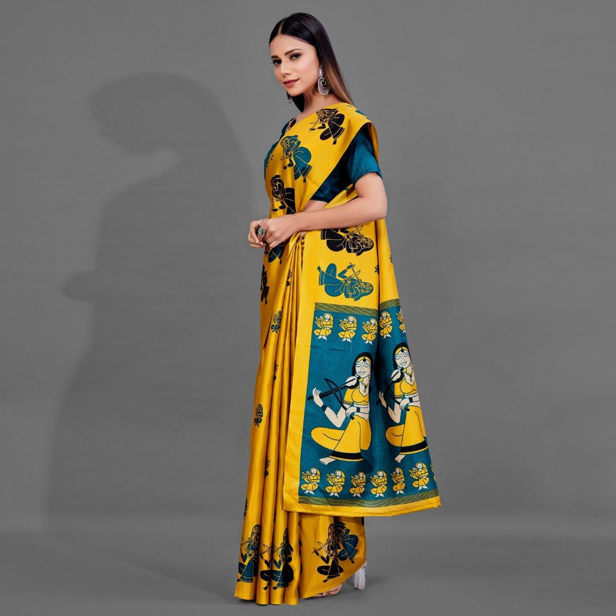 Yellow Casual Manipuri Silk Saree With Unstitched Blouse - Peachmode