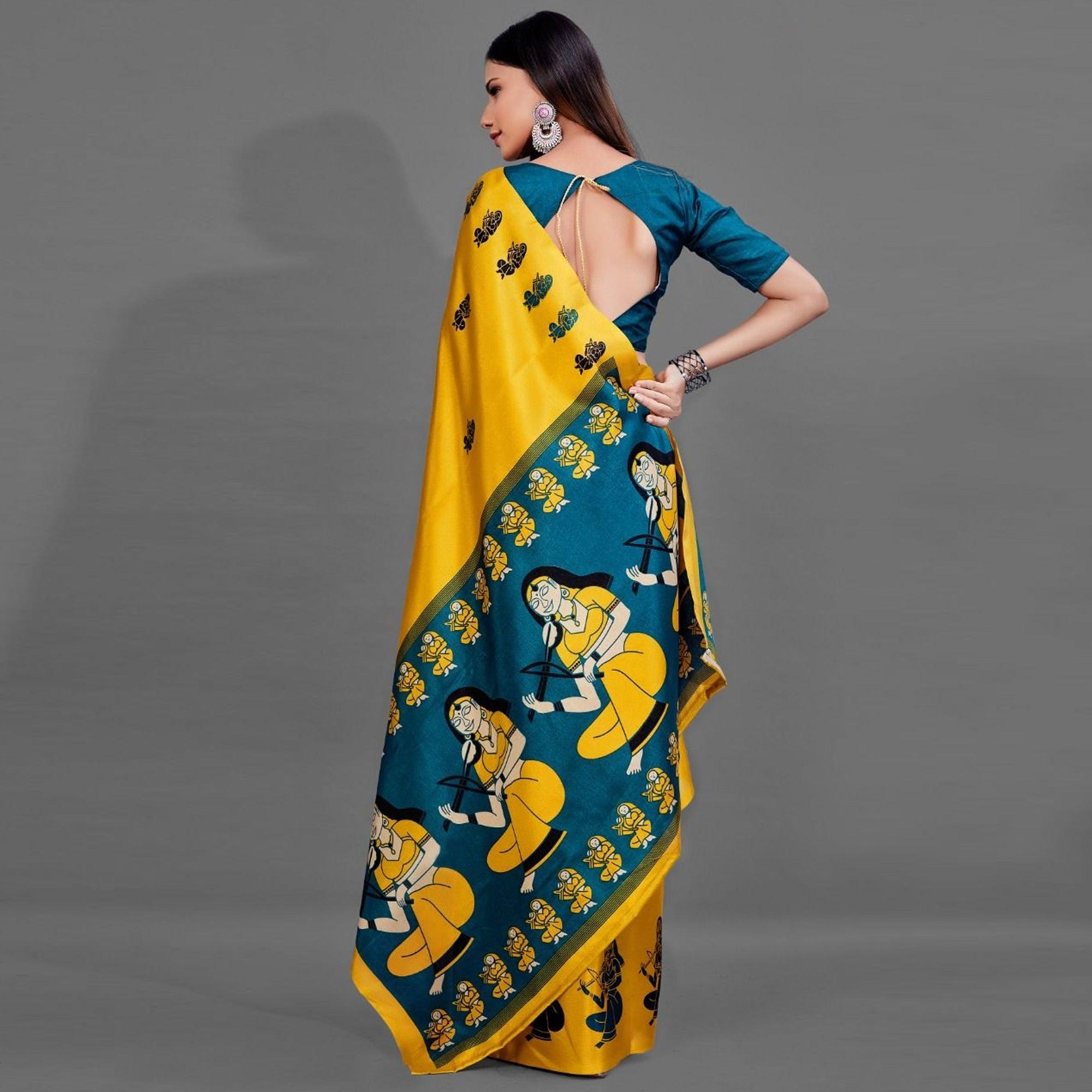 Yellow Casual Manipuri Silk Saree With Unstitched Blouse - Peachmode