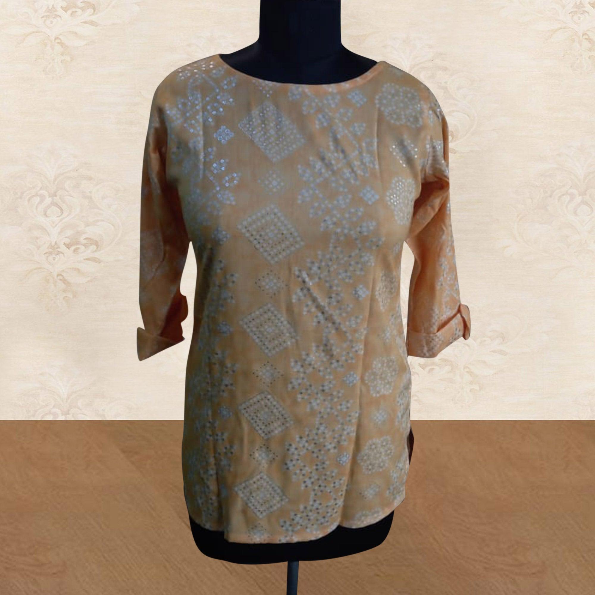 Yellow Casual Wear Printed Cotton Top - Peachmode
