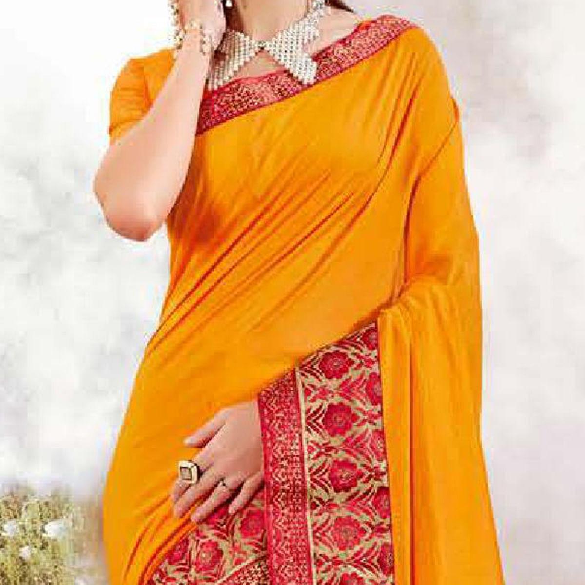 Yellow Casual Wear Solid Silk Saree With Fancy Border - Peachmode
