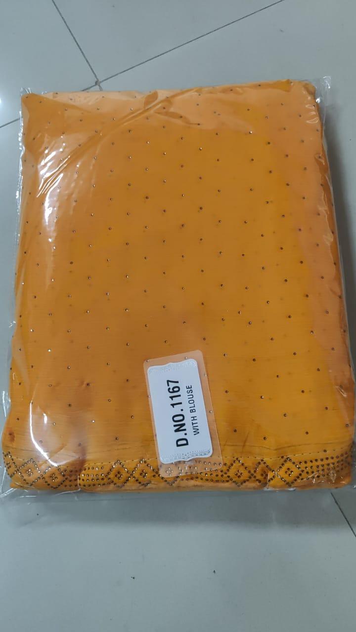 Yellow Embellished Georgette Saree - Peachmode