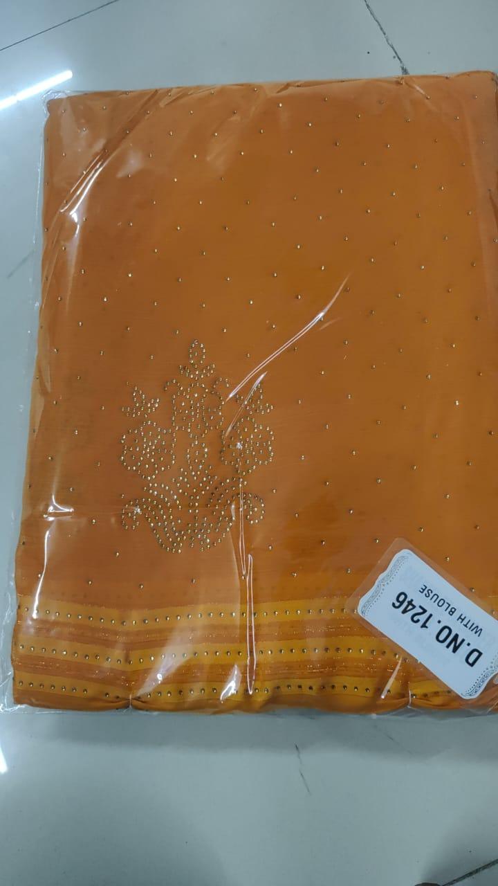 Yellow Embellished Georgette Saree - Peachmode