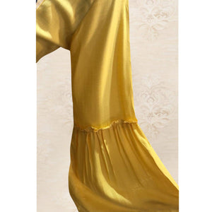 Yellow Embroidered Pure Cotton Short Kurti - Peachmode