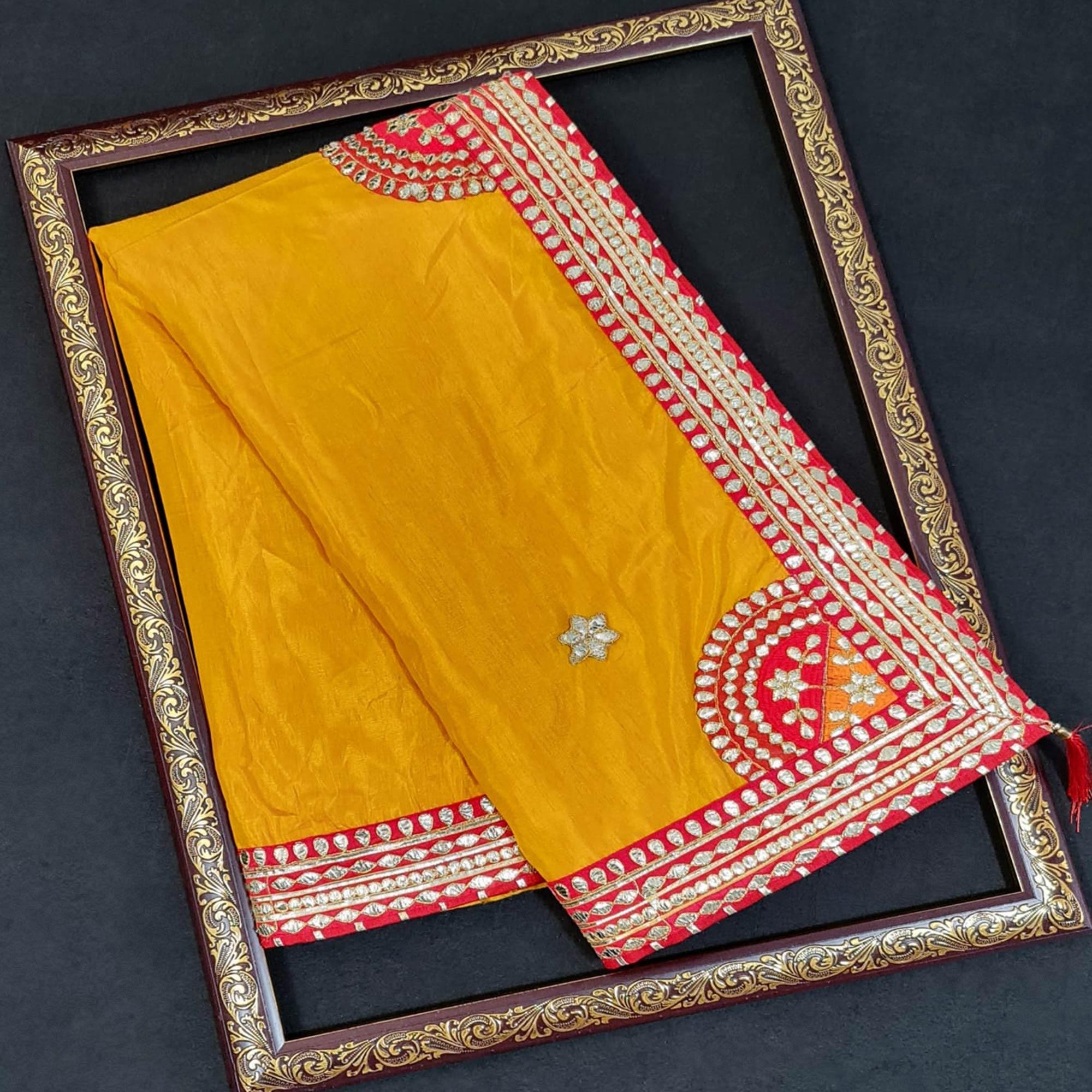 Yellow Festive Wear Dola Silk Saree With Gotta Patti Lace Border - Peachmode