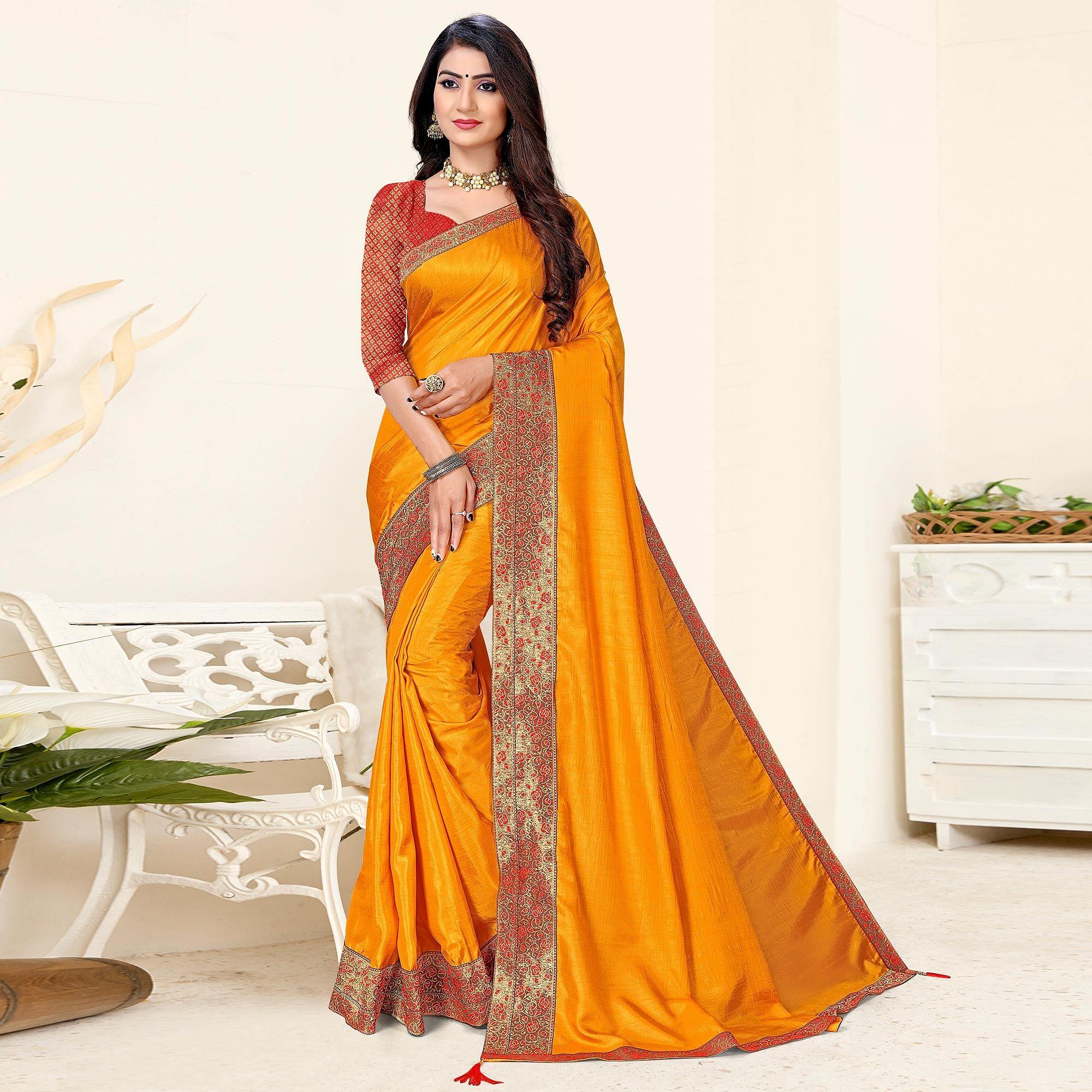 Yellow Festive Wear Solid Art Silk Saree - Peachmode