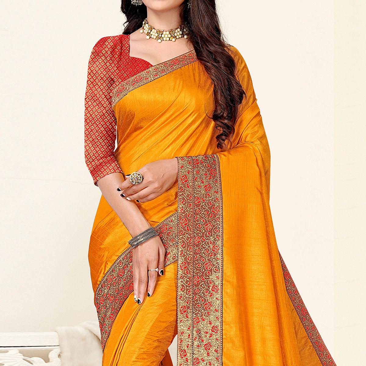 Yellow Festive Wear Solid Art Silk Saree - Peachmode