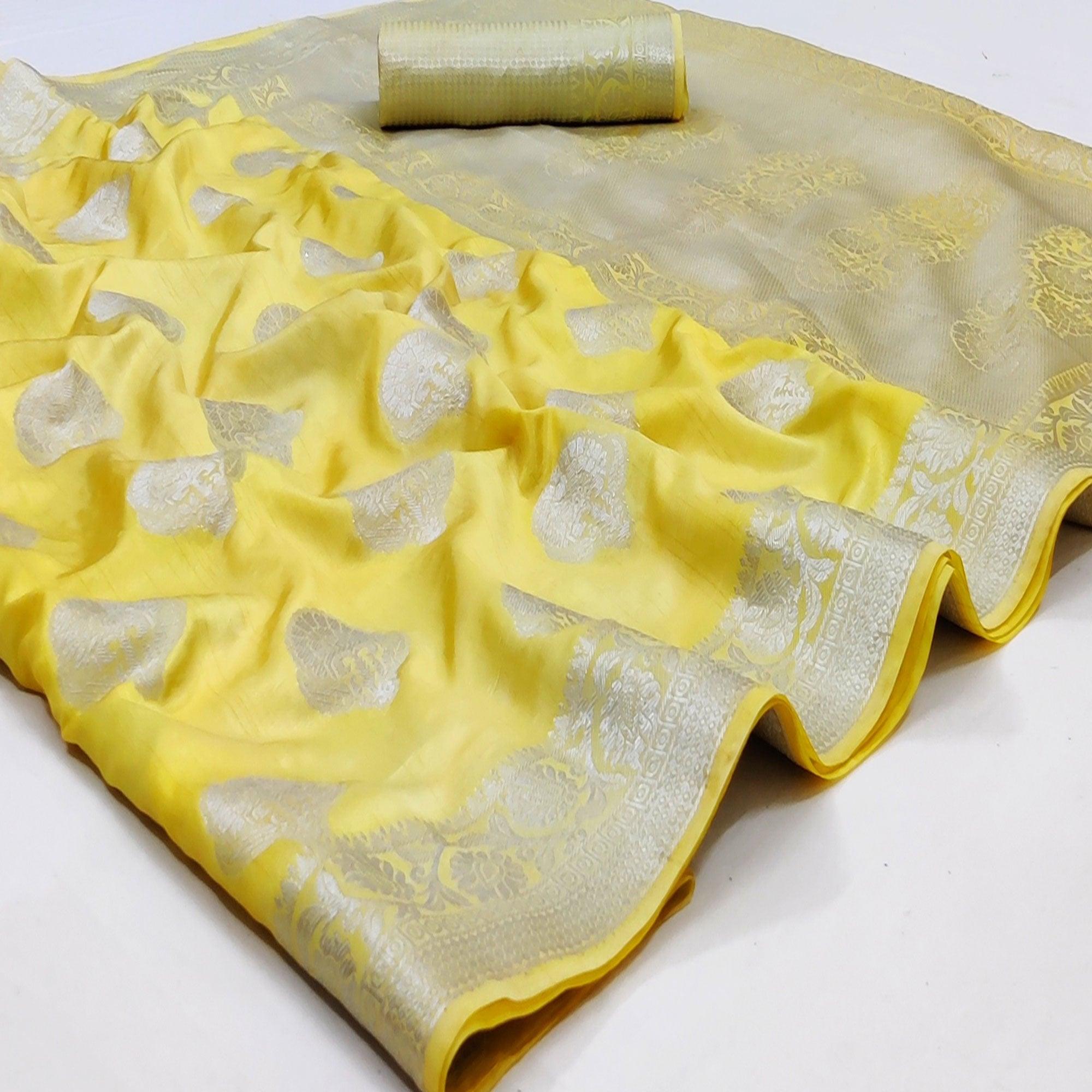 Yellow Festive Wear Woven Art Silk Saree - Peachmode