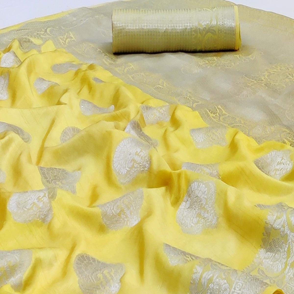 Yellow Festive Wear Woven Art Silk Saree - Peachmode