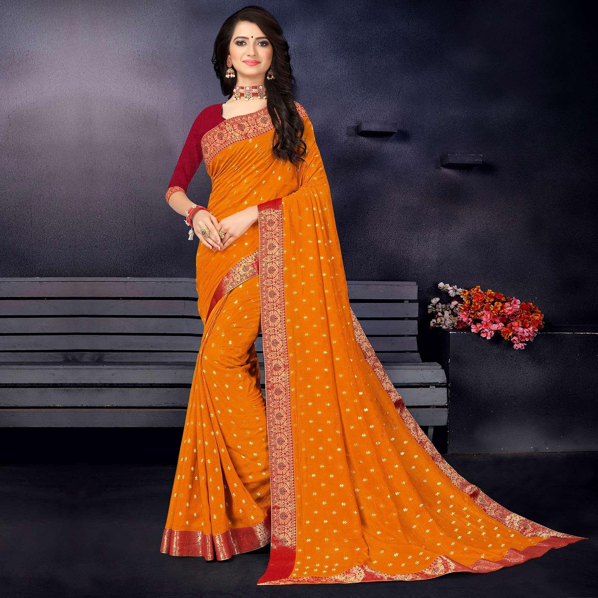 Yellow Festive Wear Woven Silk Designer Saree - Peachmode