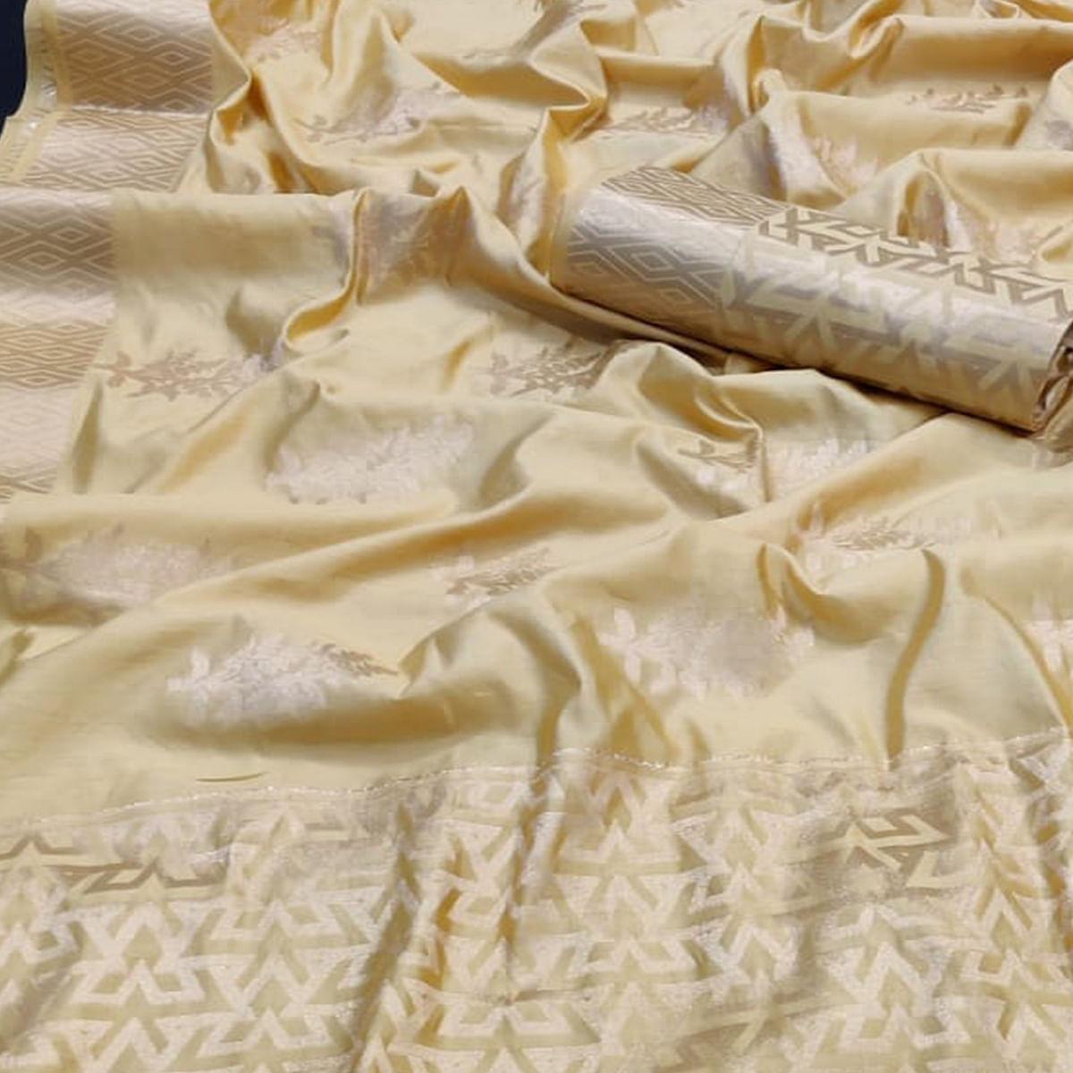 Yellow Festive Wear Woven Silk Saree With Butta Pallu - Peachmode