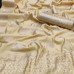Yellow Festive Wear Woven Silk Saree With Butta Pallu - Peachmode