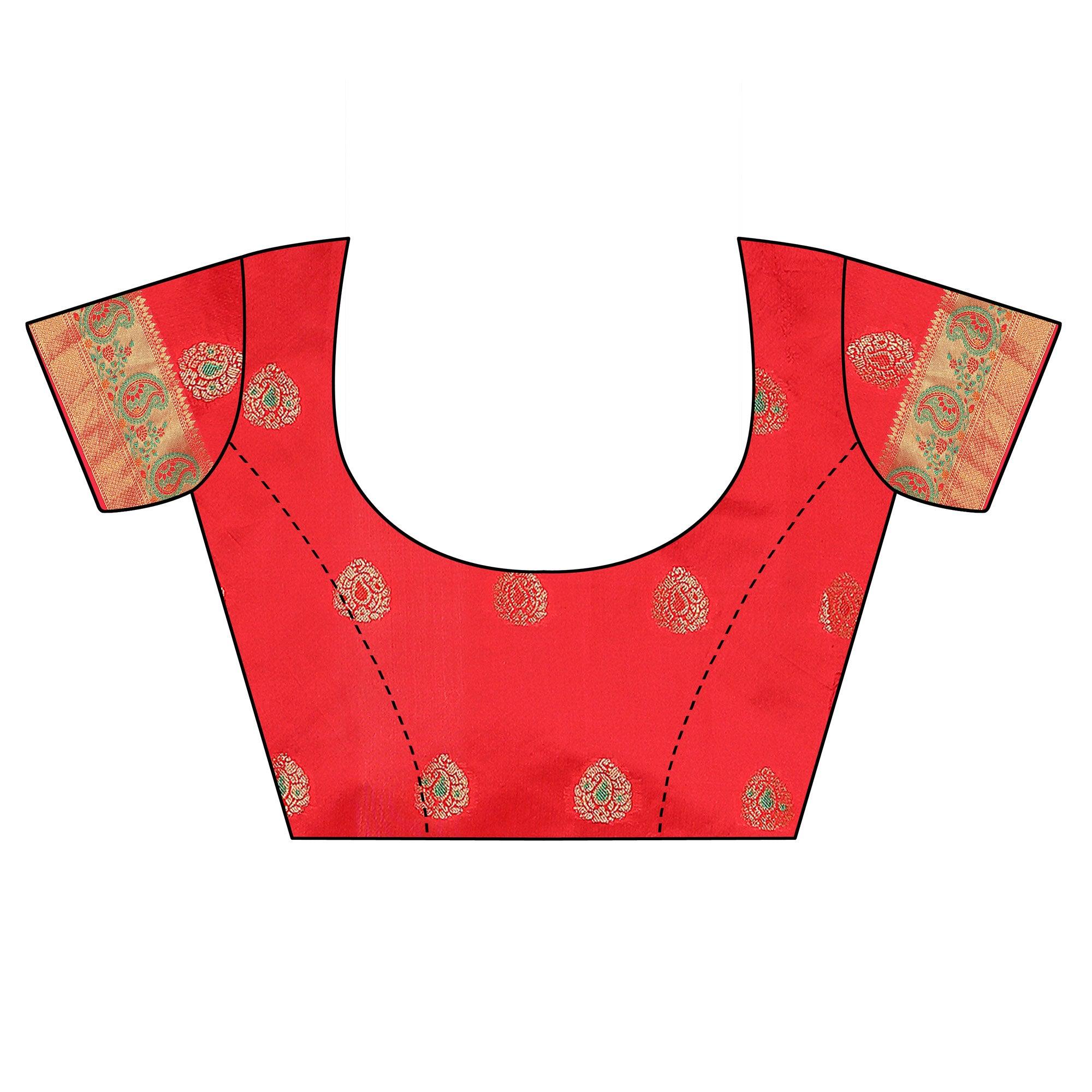 Yellow Festive Wear Woven With Meena Butta Lining Pallu Soft Silk Saree - Peachmode