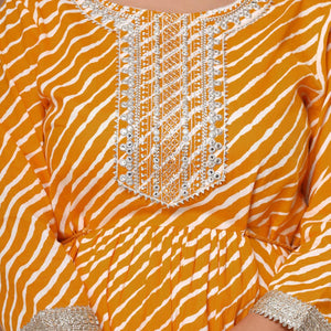 Yellow Printed With Embroidered Pure Cotton Sharara Suit - Peachmode