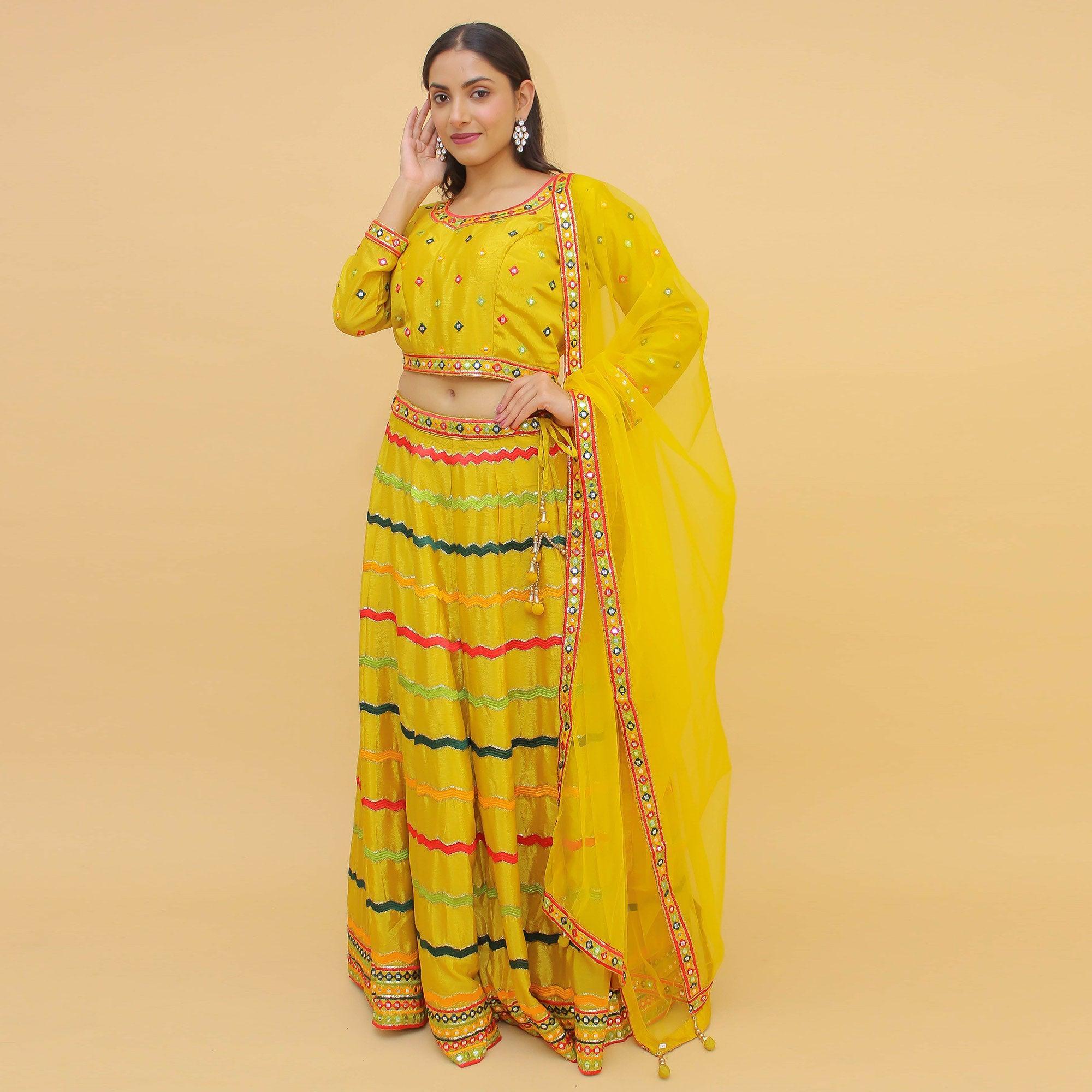 Yellow Cotton Lehenga Choli
