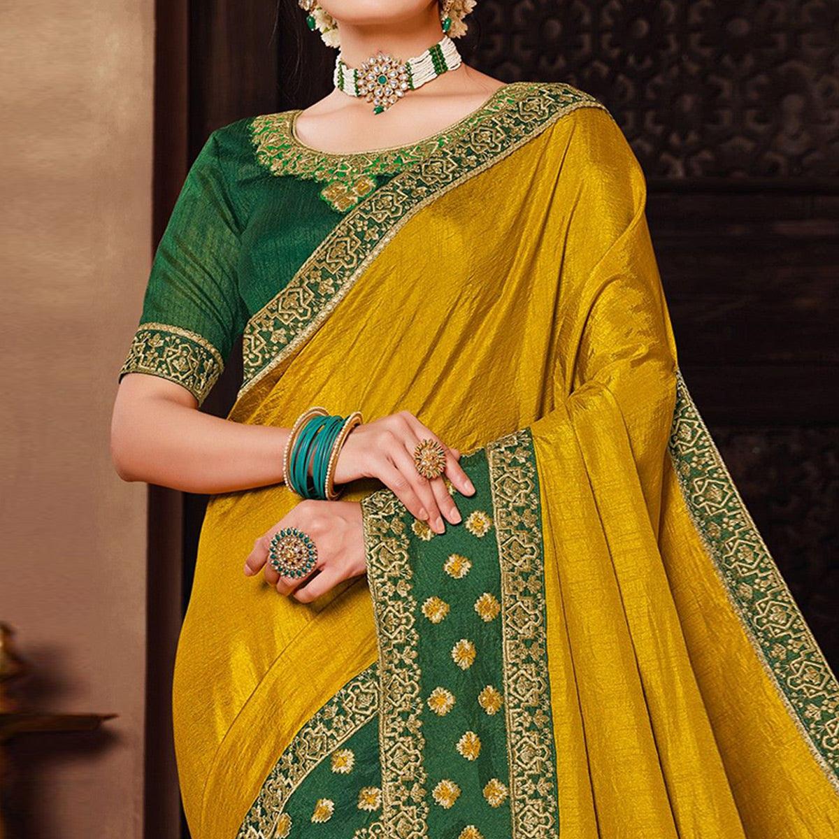 Yellow Solid Art Silk Saree - Peachmode