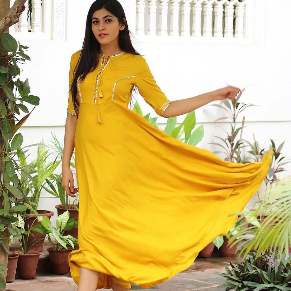 Yellow Solid Designer Rayon Kurti - Peachmode