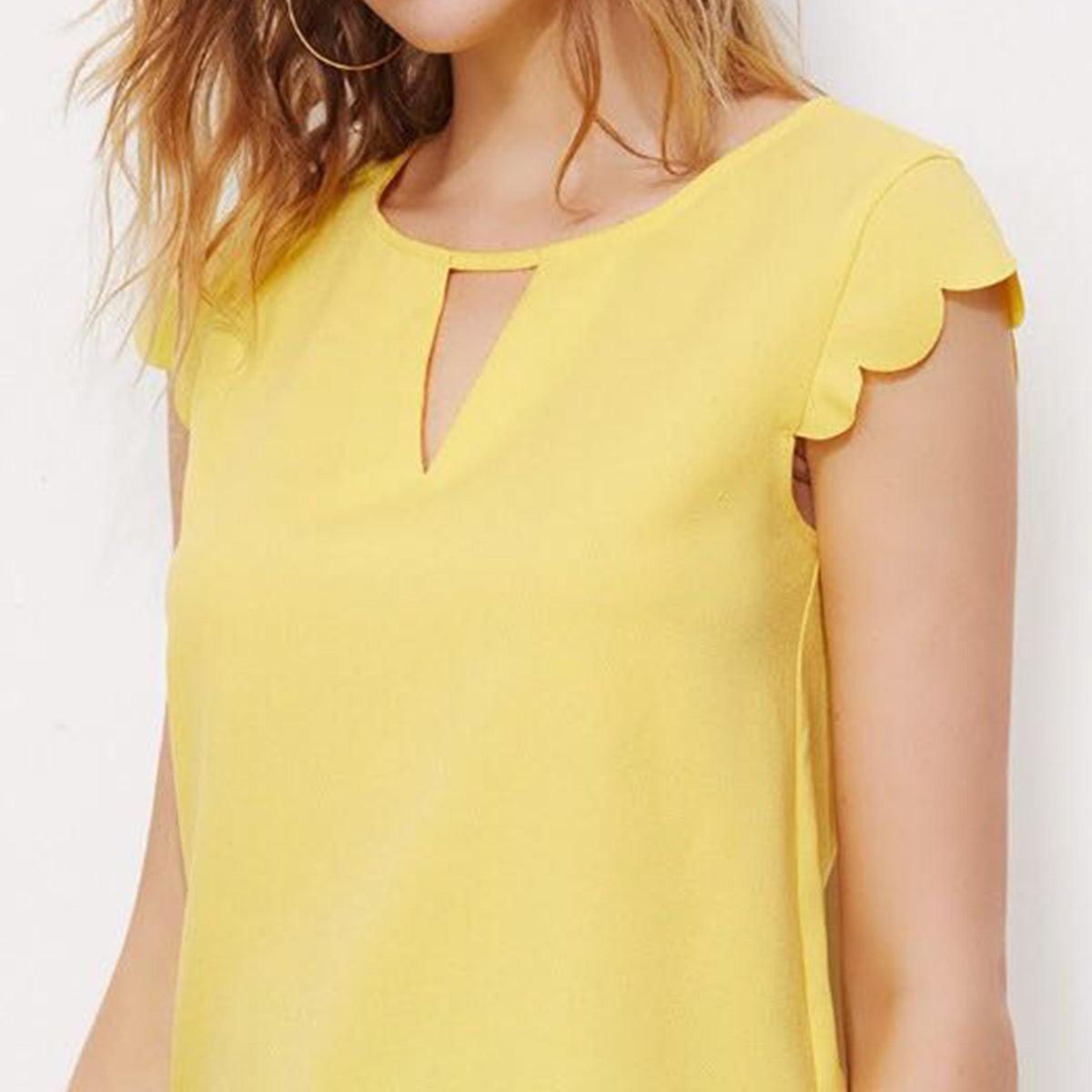 Yellow Solid Swiss Crepe Top - Peachmode