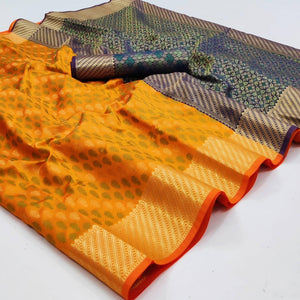 Yellow Woven Art Silk Saree - Peachmode