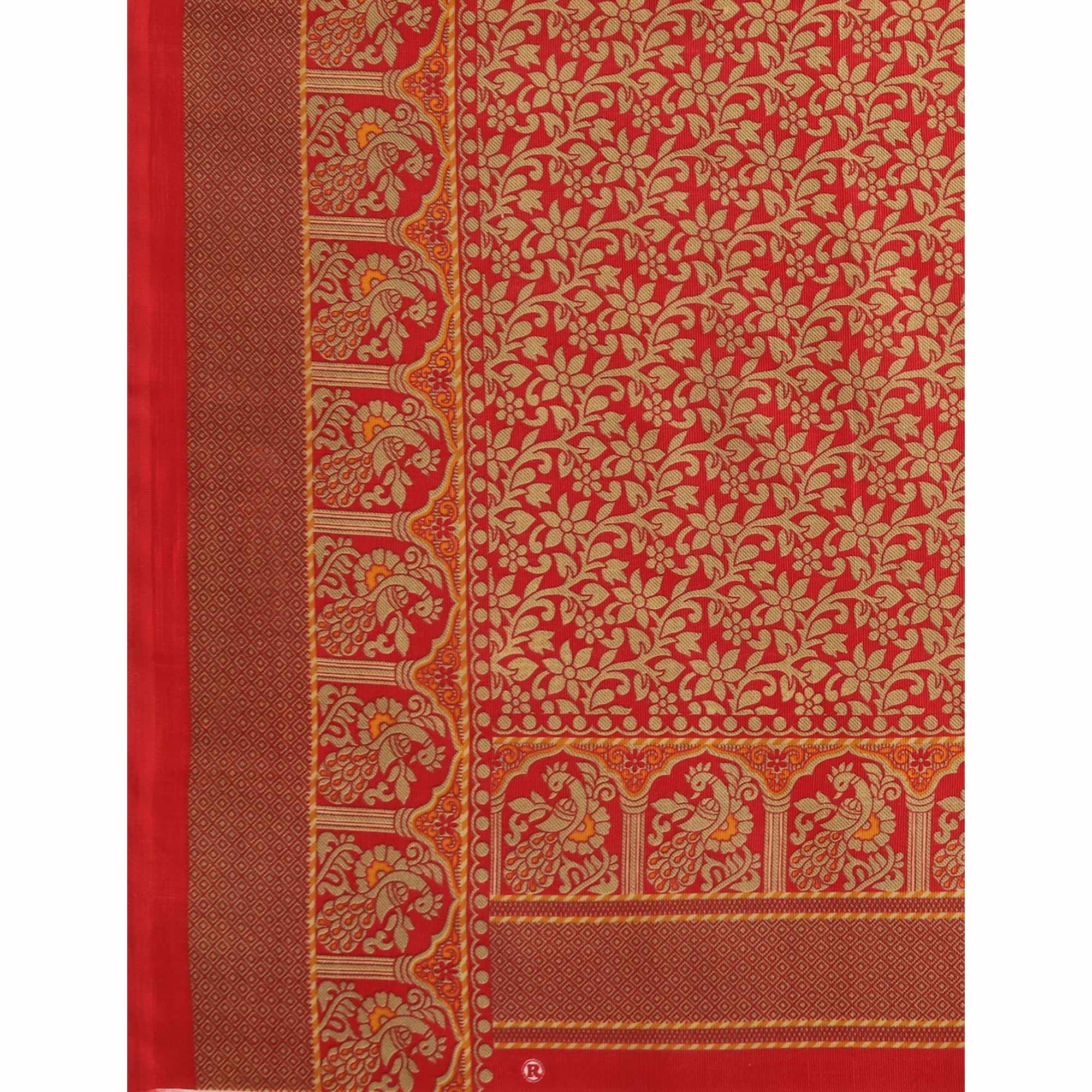 Yellow Woven Art Silk Saree - Peachmode