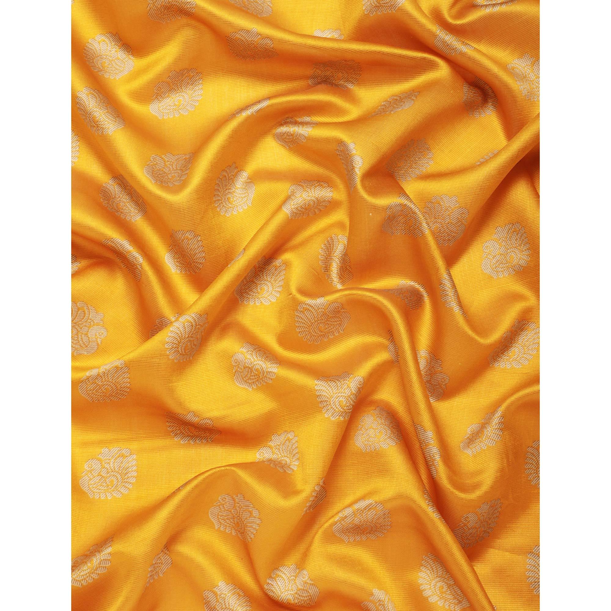 Yellow Woven Art Silk Saree - Peachmode